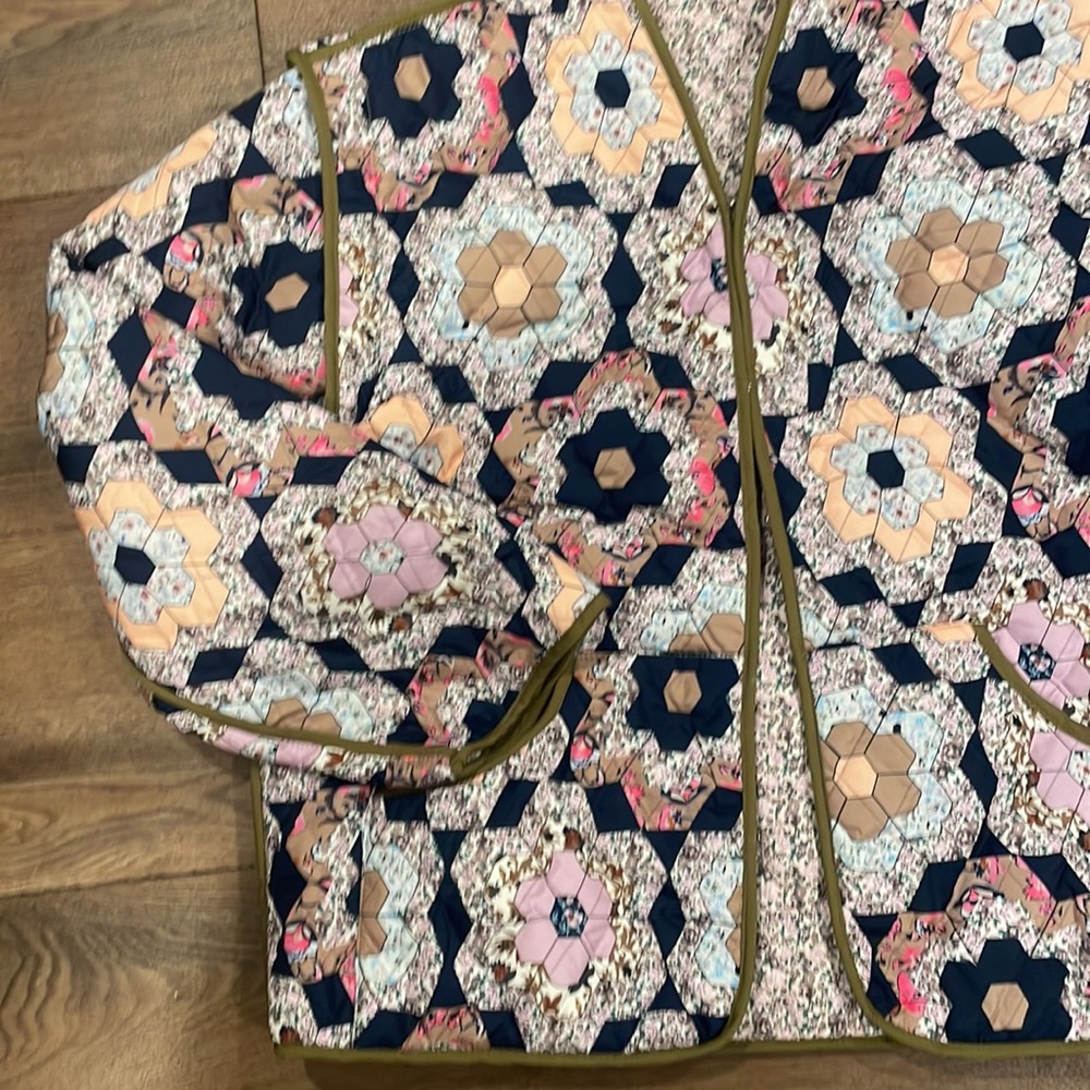1111. COST 🛑Bohemian retro flower Boho Coat Jacket Multicolor spring quilted - Picture 7 of 8
